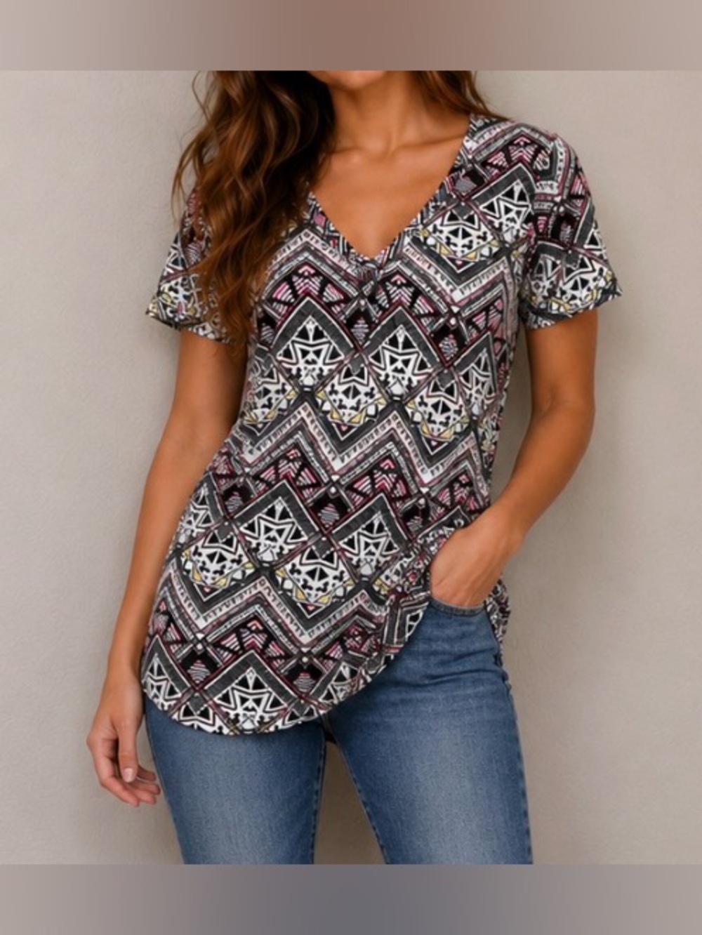 Vintage Y2K Pink VS Victoria Secret Aztec Shirt Top Aztec Print 90’s Sleepwear